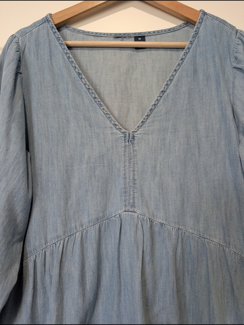 GAP Organic Cotton Light Blue V-Neck Denim Midi Dress‎ - Picture 2 of 7